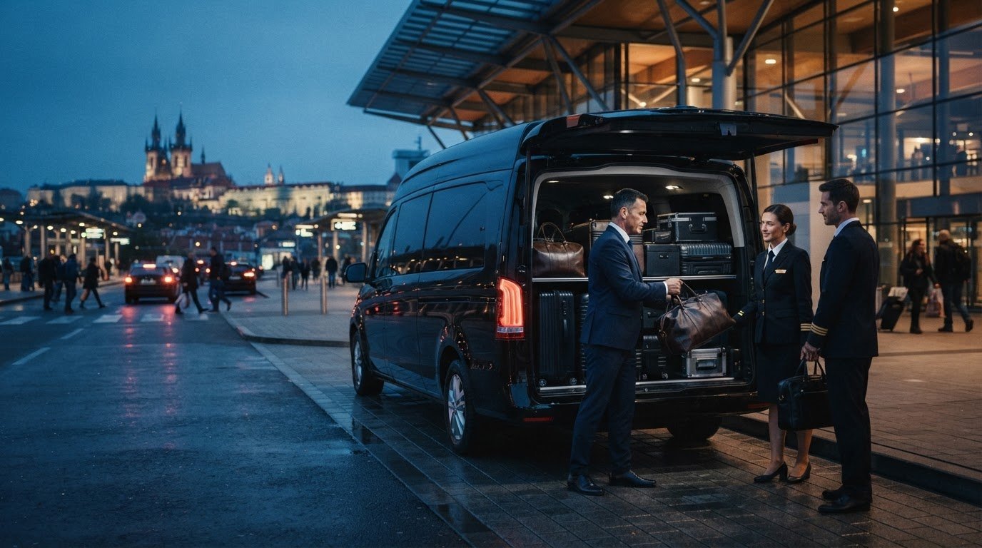 Airline Crew Minibus Transport in Prague with Baggage Space