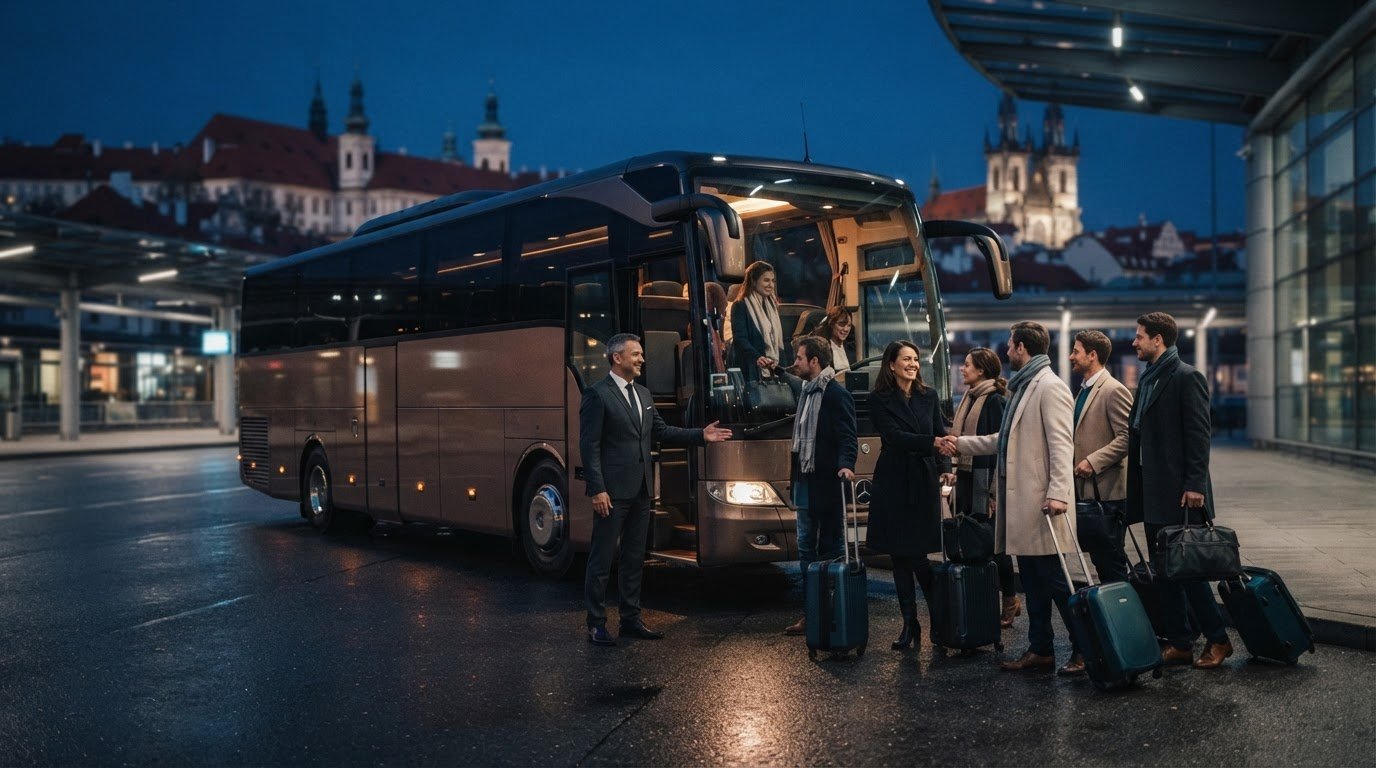 Coach charter in Prague for groups, with costs and seating options